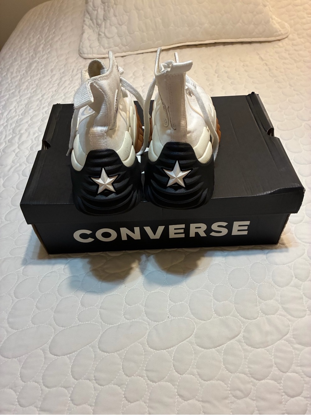 Converse White High-Top Platform Sneakers with Black & Gum Outsole - Picture 3 of 5